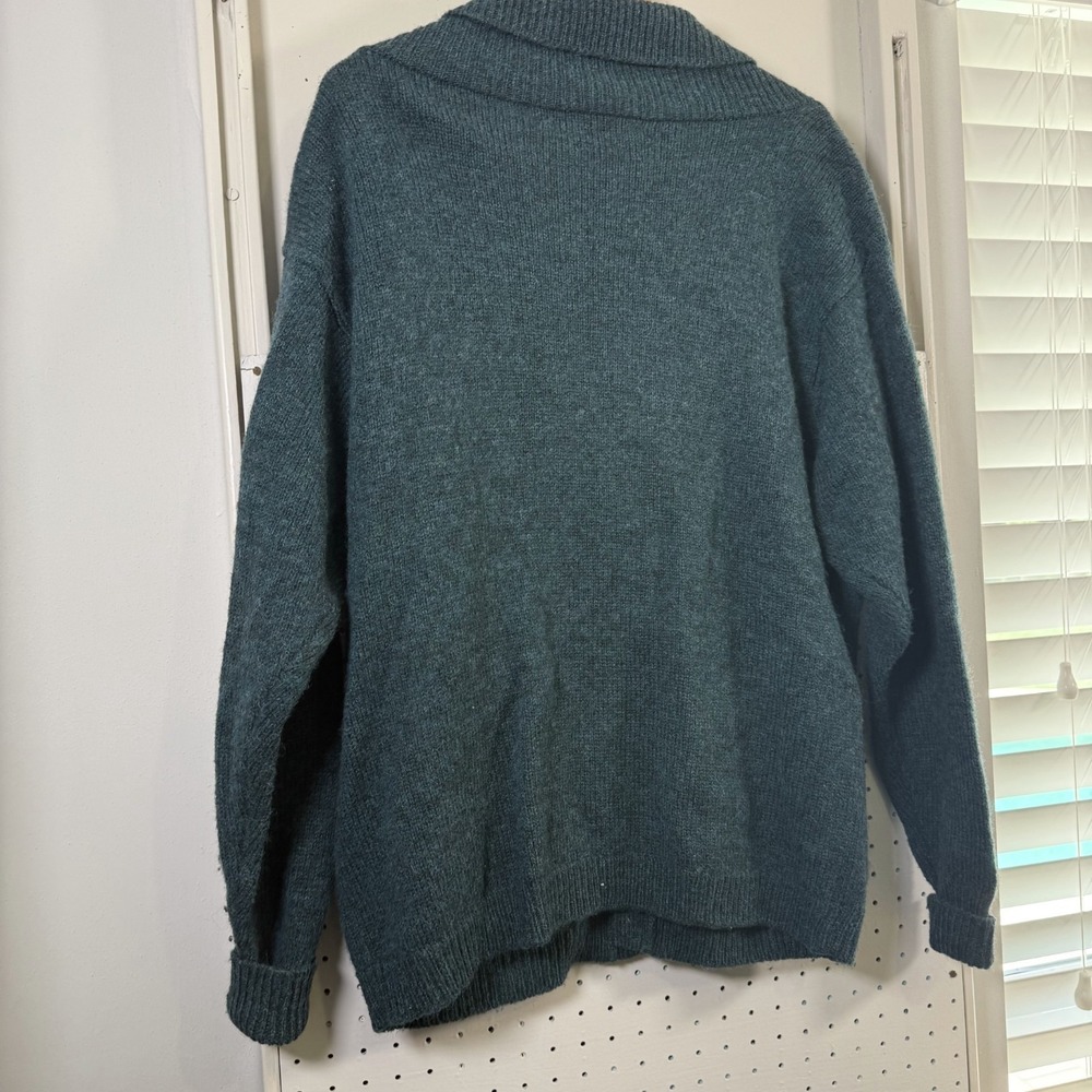 Orvis Cardigan Men's Green Wool Blend Pockets Shawl Collar Sweater - Large - Picture 7 of 10